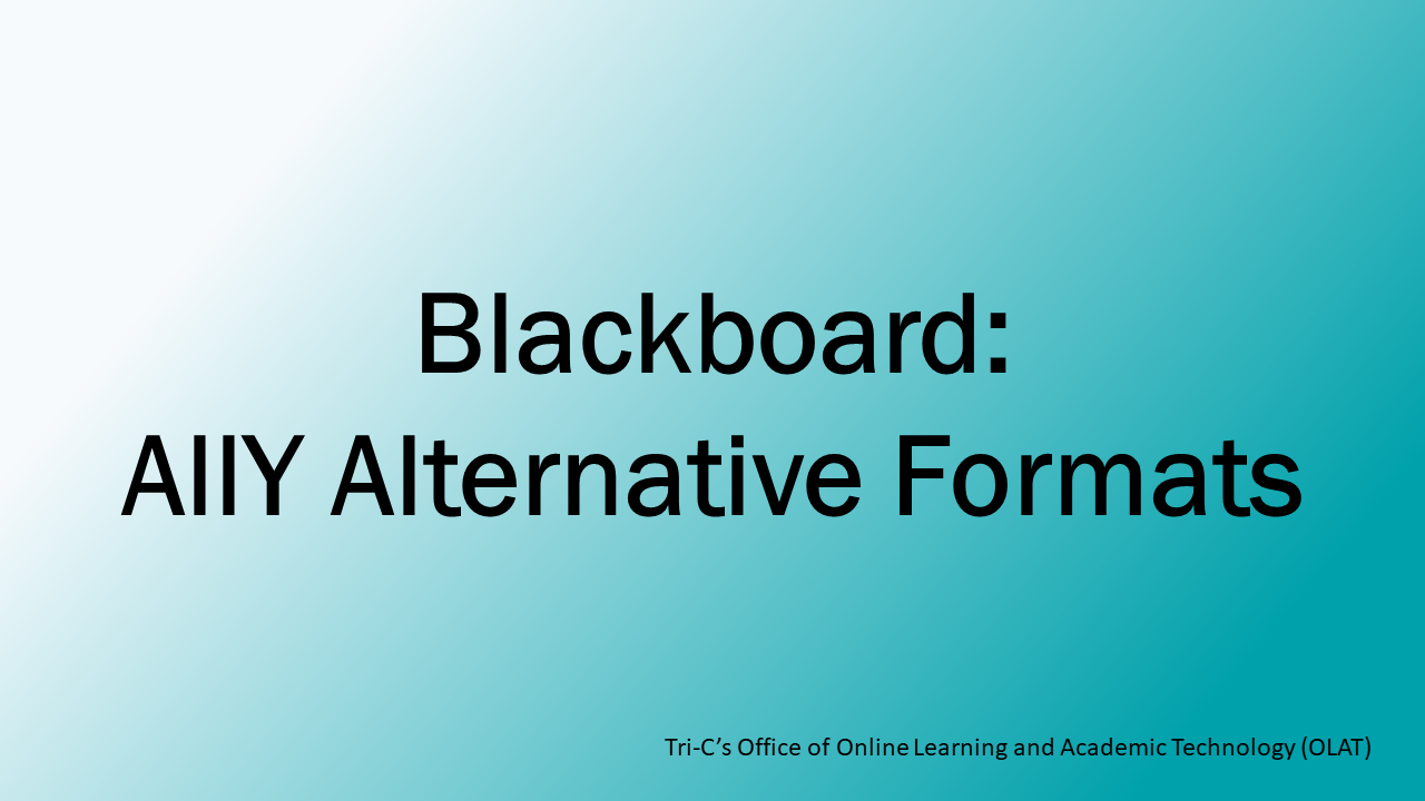 Blackboard Ally Alternative Formats for Students